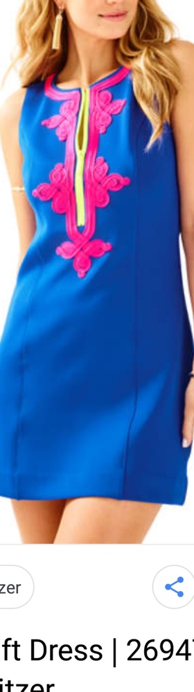 Mila Scuba shift dress. Blue Current